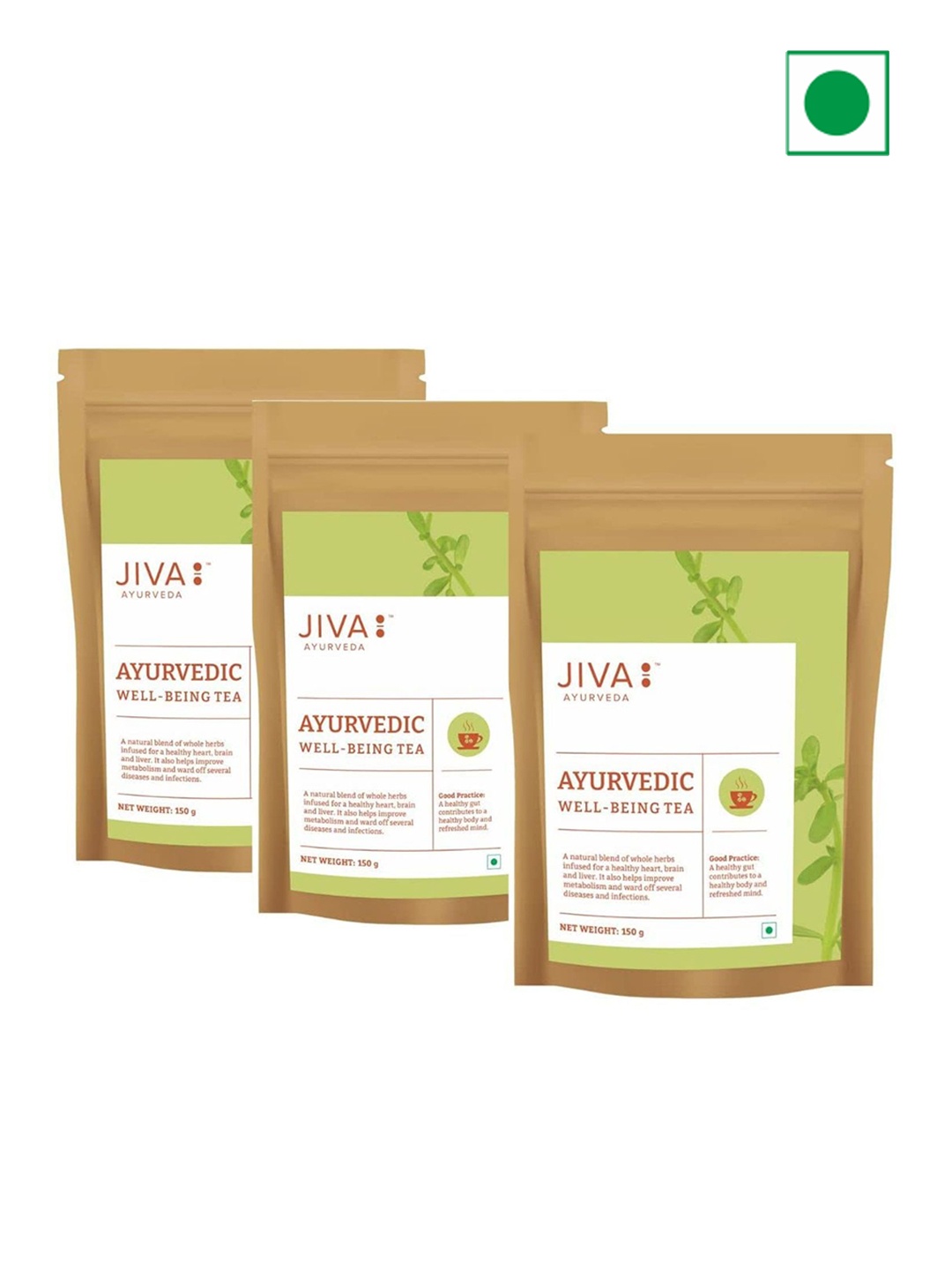 

Jiva Set Of 3 Ayurvedic Tea|- 150g Each, Green