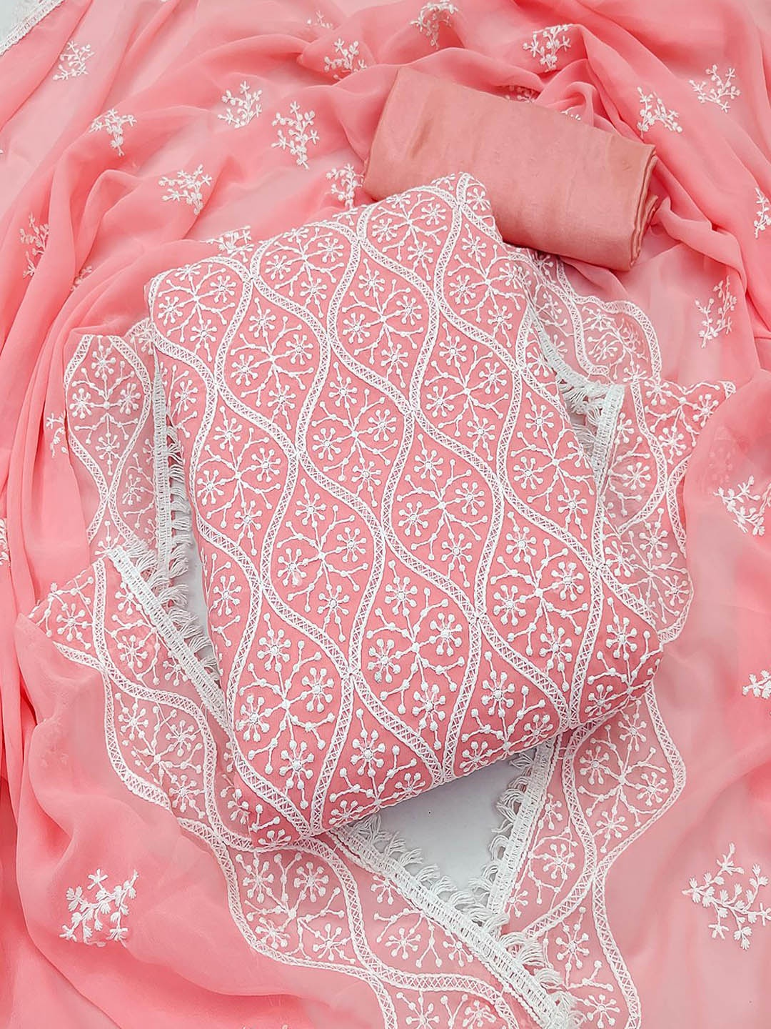 

MISS VERVE Unstitched Dress Material, Peach