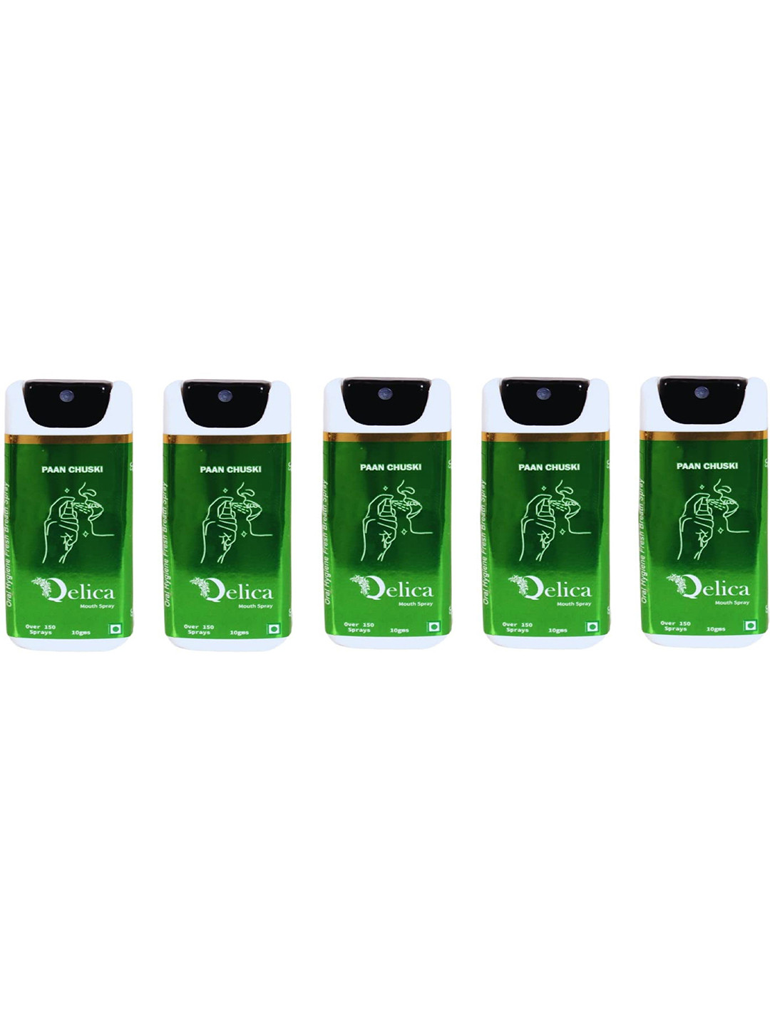 

Qelica Set Of 5 Paan Chuski Fresh Breath Spray-10g Each, Green