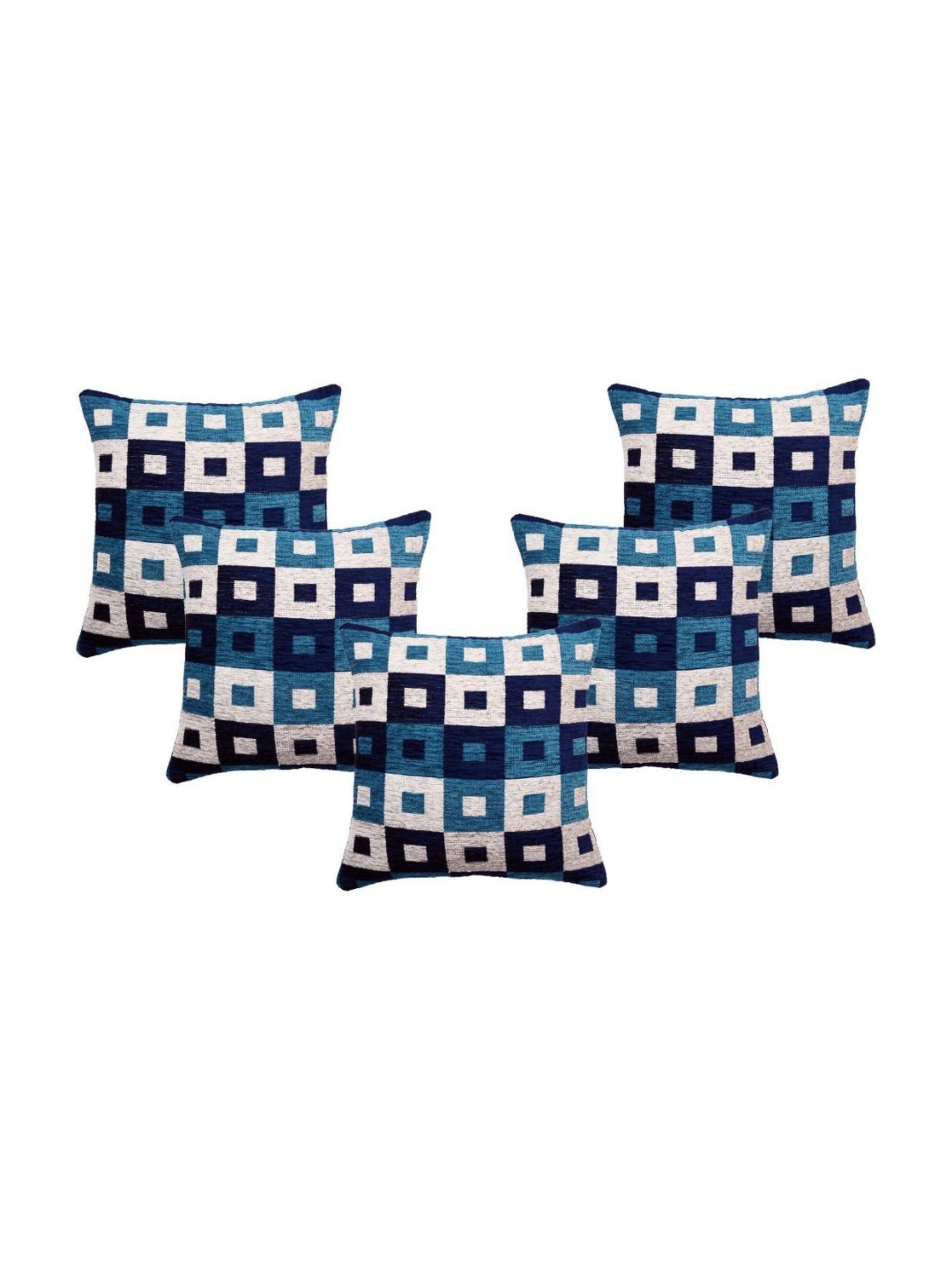 

Saral Home Blue & White 5 Pieces Geometric Square Cushion Covers