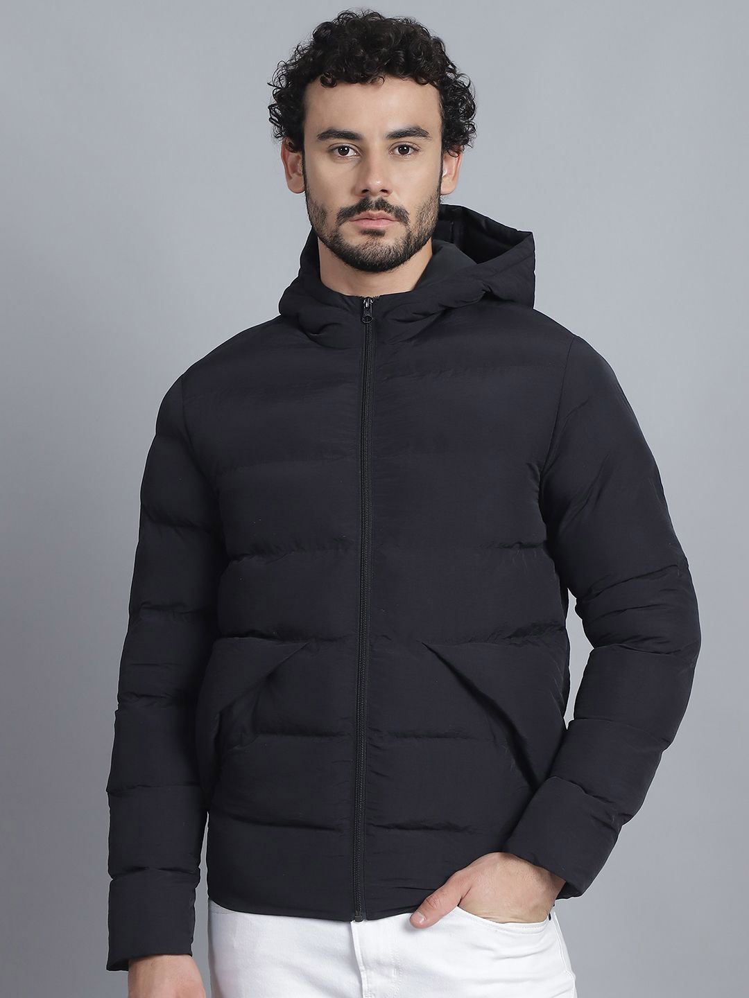 

HOUSE OF VEDAS Men Lightweight Quilted Jacket, Black