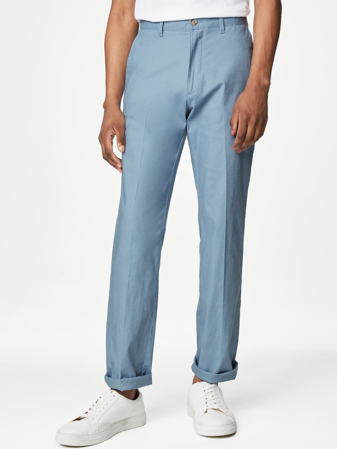 

Marks & Spencer Men Mid-Rise Trousers, Blue