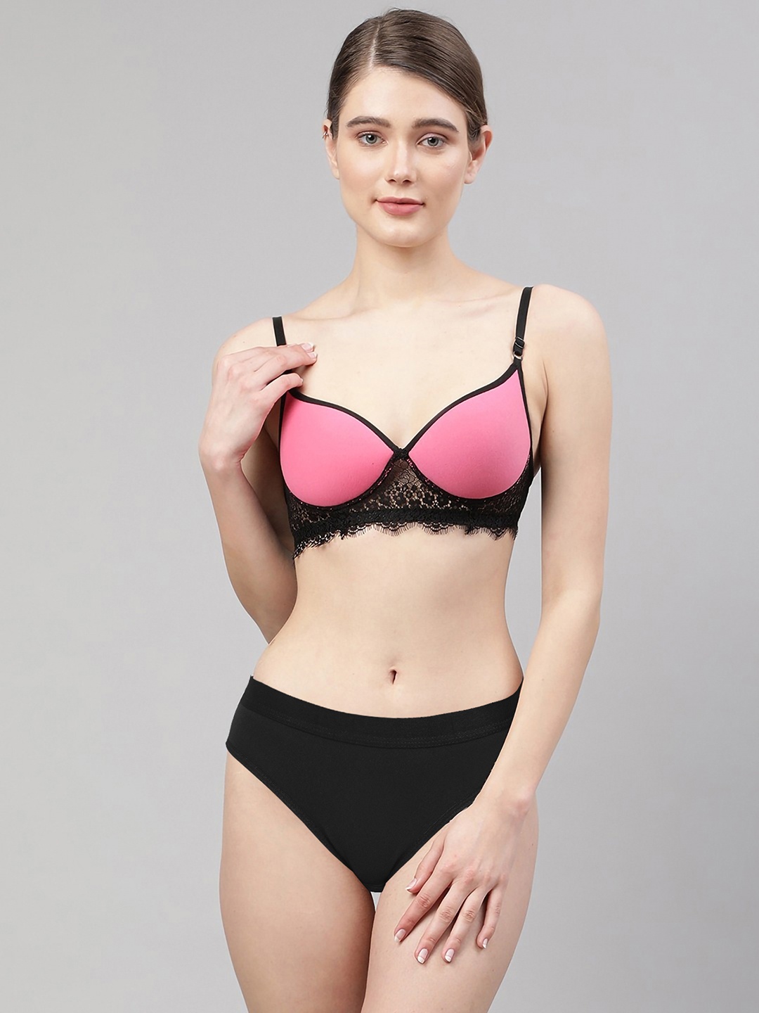 

Aamarsh Women Pack Of 2 Self-Design Lingerie Set, Pink