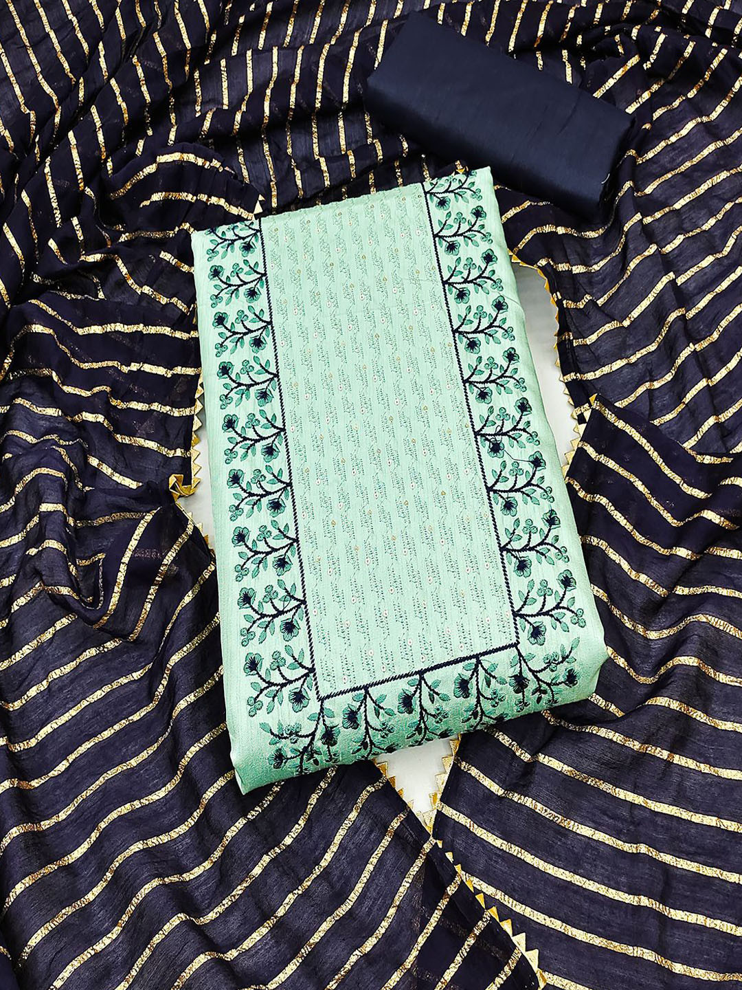 

MISS VERVE Unstitched Dress Material, Green
