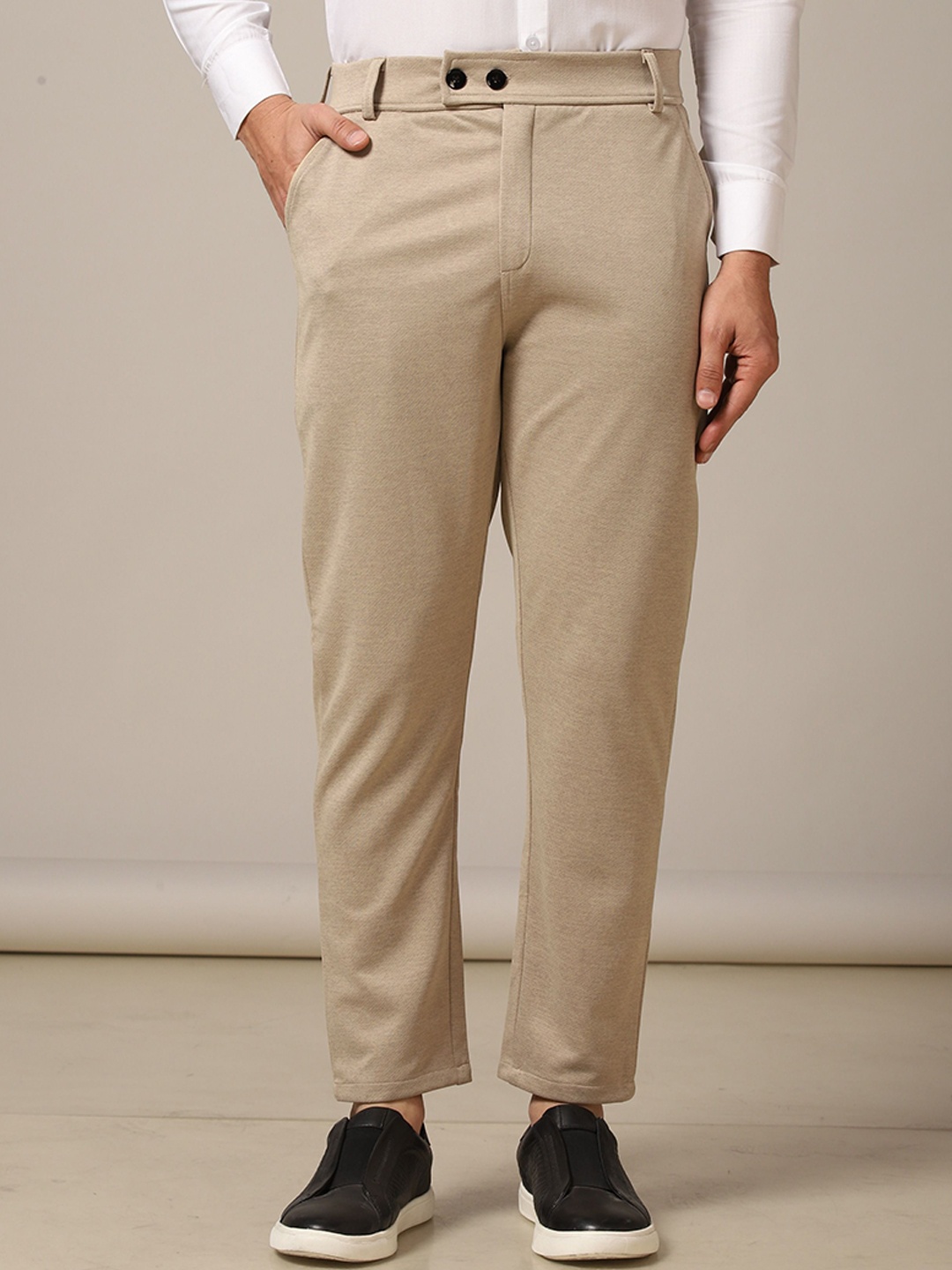 

TAGDO Men Easy Wash Regular Fit Trousers, Beige