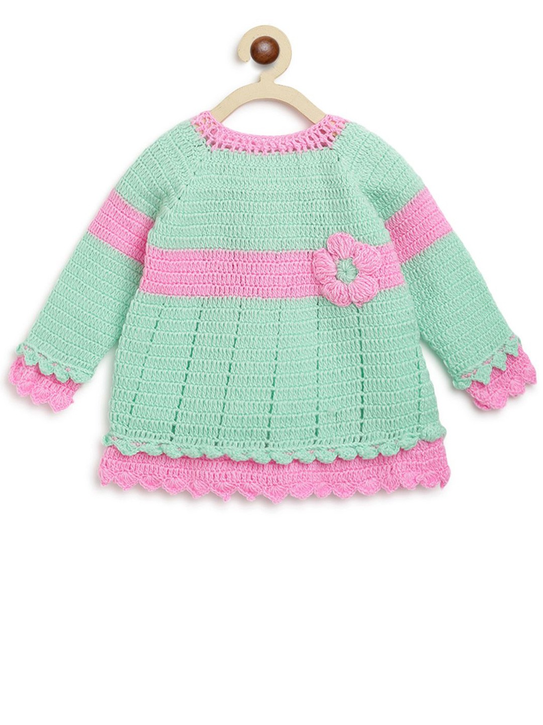 

CHUTPUT Girls Pure Wool Fit & Flare Dress, Green