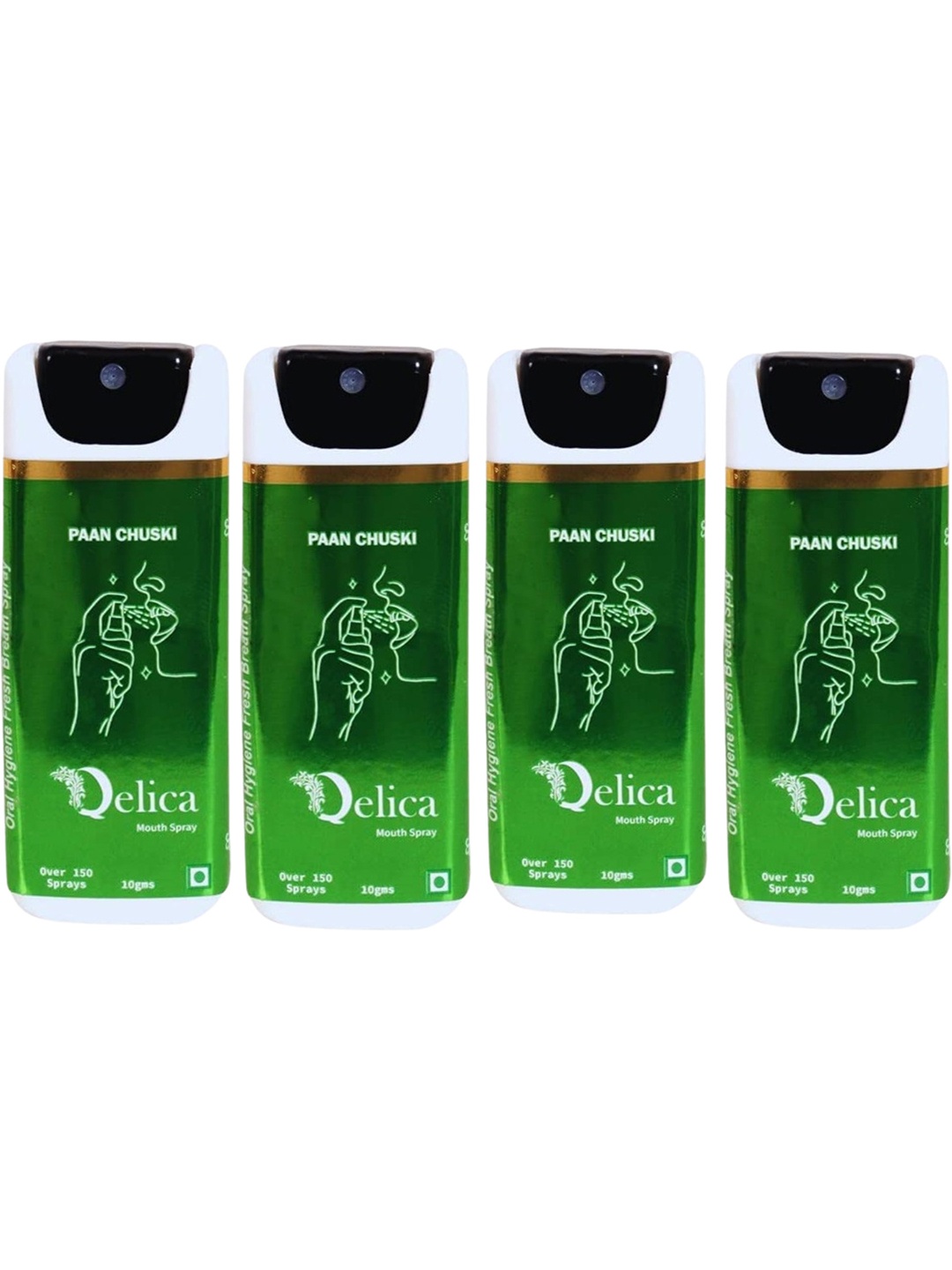 

Qelica Set Of 4 Paan Chuski Fresh Breath Spray-10g Each, Green