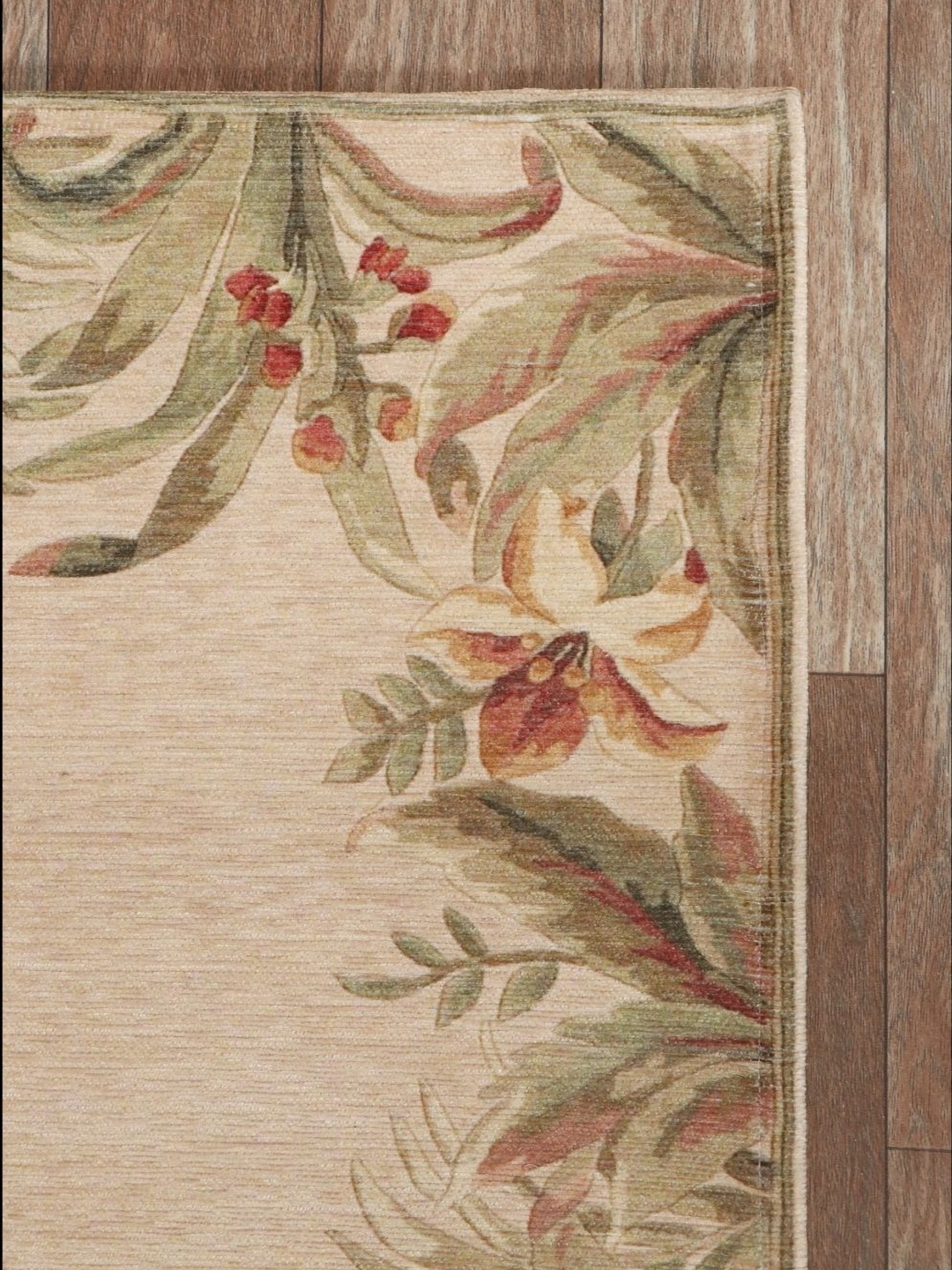 

BELLA TRUE Beige & Green Floral Printed Anti-Skid Doormats