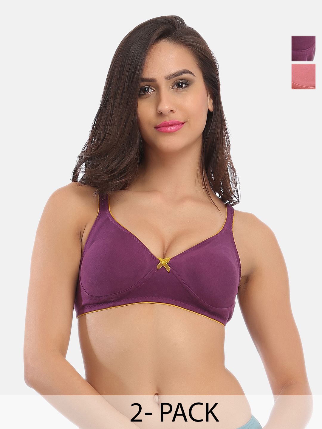 

Clovia Pack OF 2 Half Coverage Cotton Everyday Bra, Purple