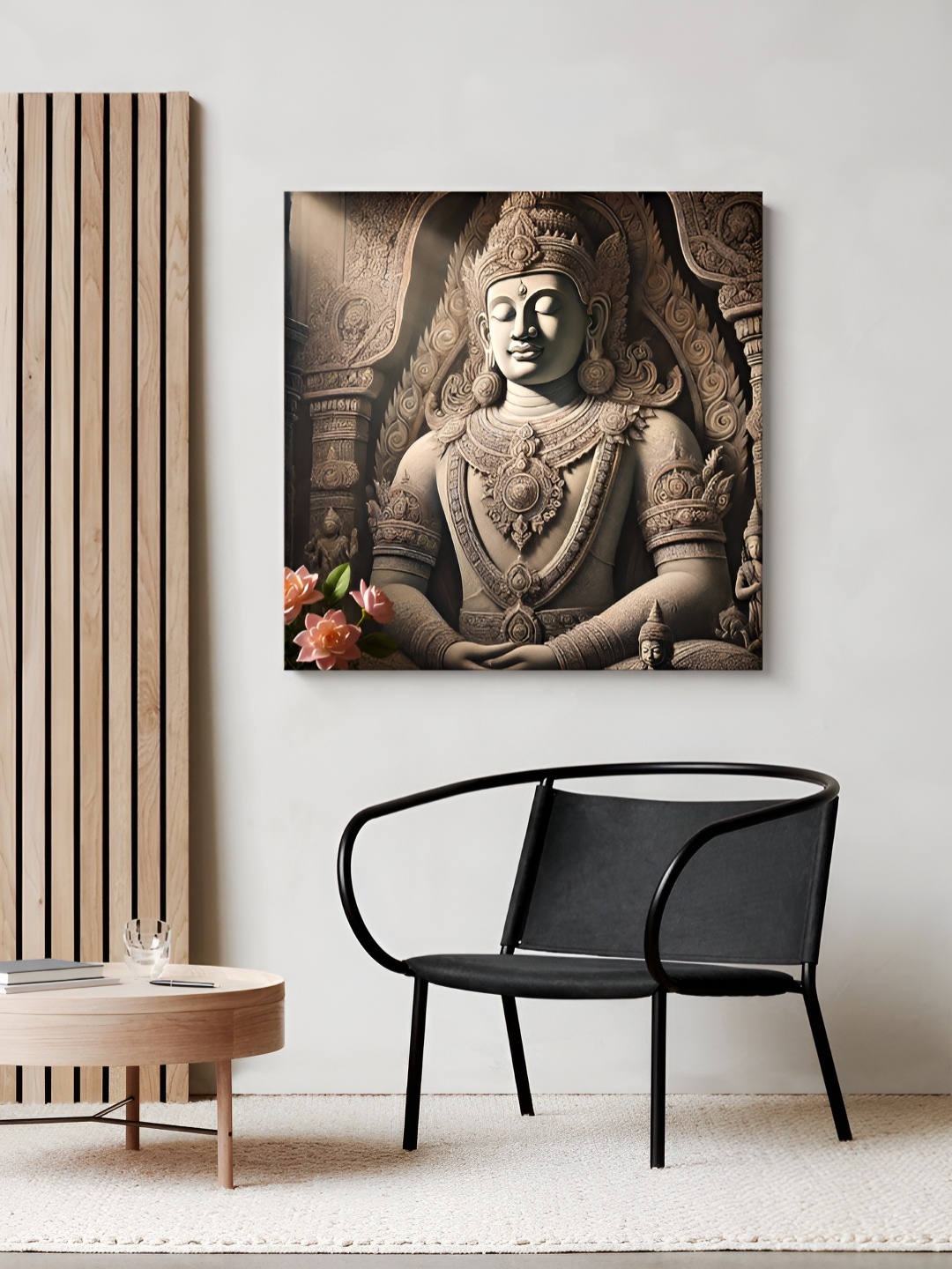 

999Store Brown & Pink Buddha Printed Religious Canvas Painting Wall Art