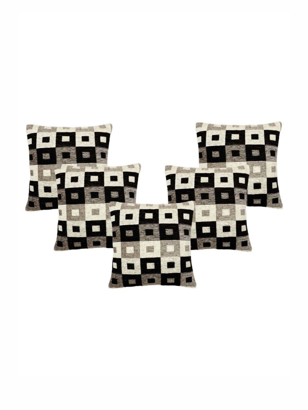 

Saral Home Black & Brown 5 Pieces Geometric Square Cushion Covers