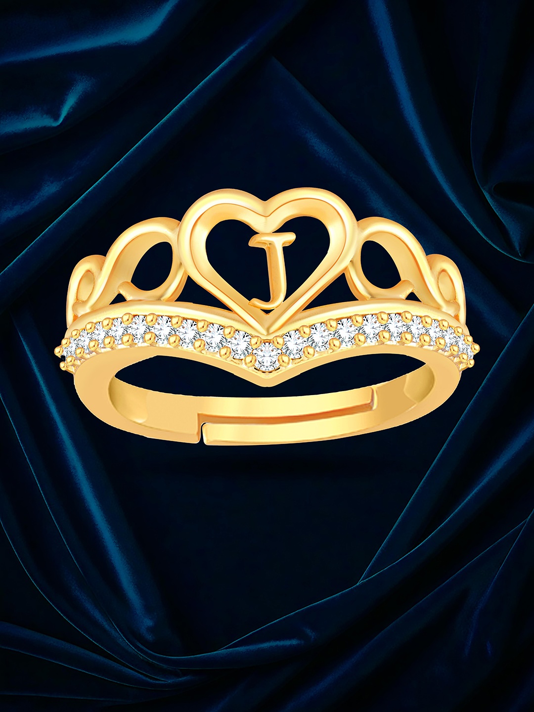 

Heer Collection Gold-Plated AD-Studded Adjustable Finger Ring