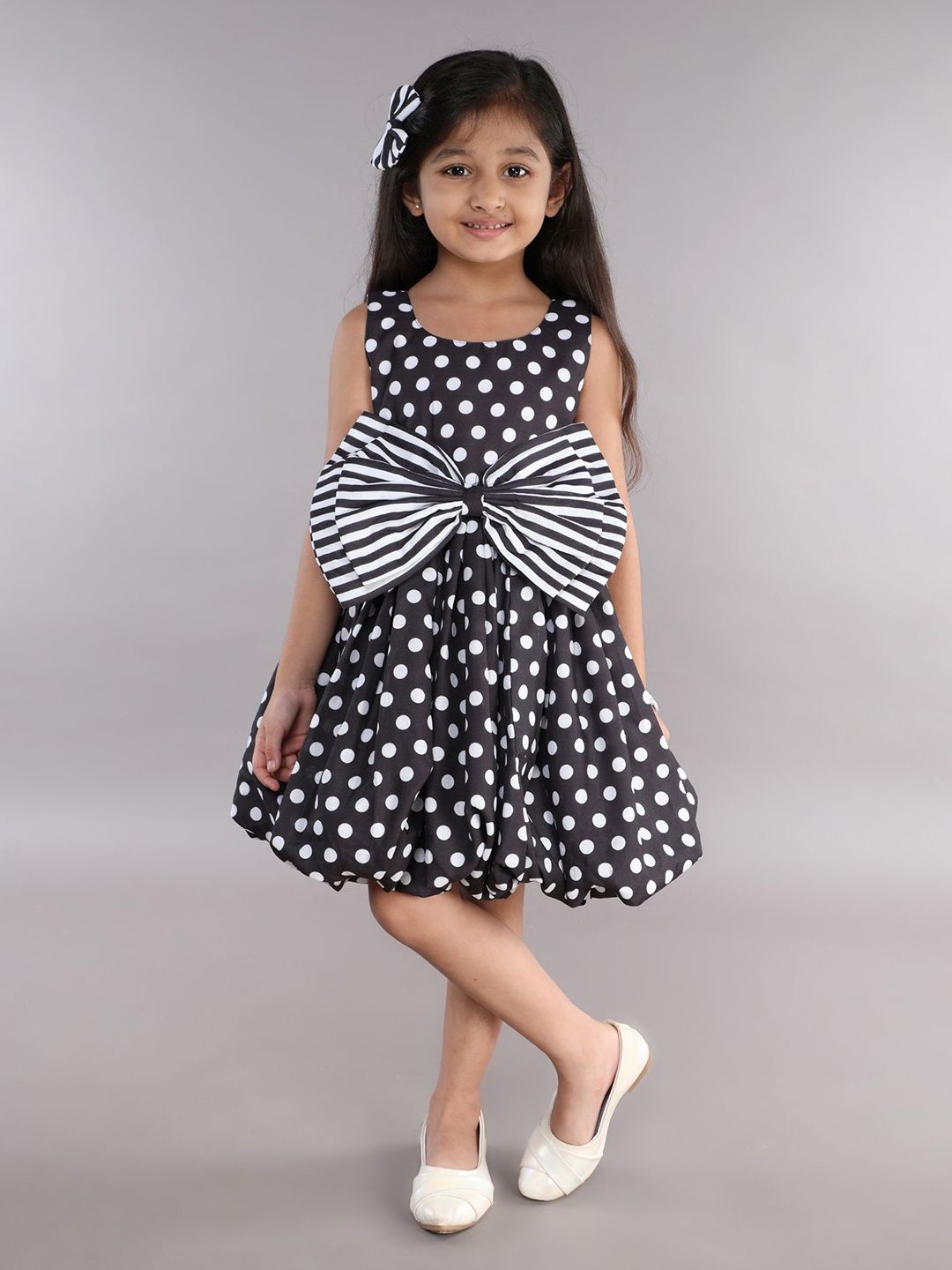 

Pink Chick Polka Dot Striped Balloon Dress, Black