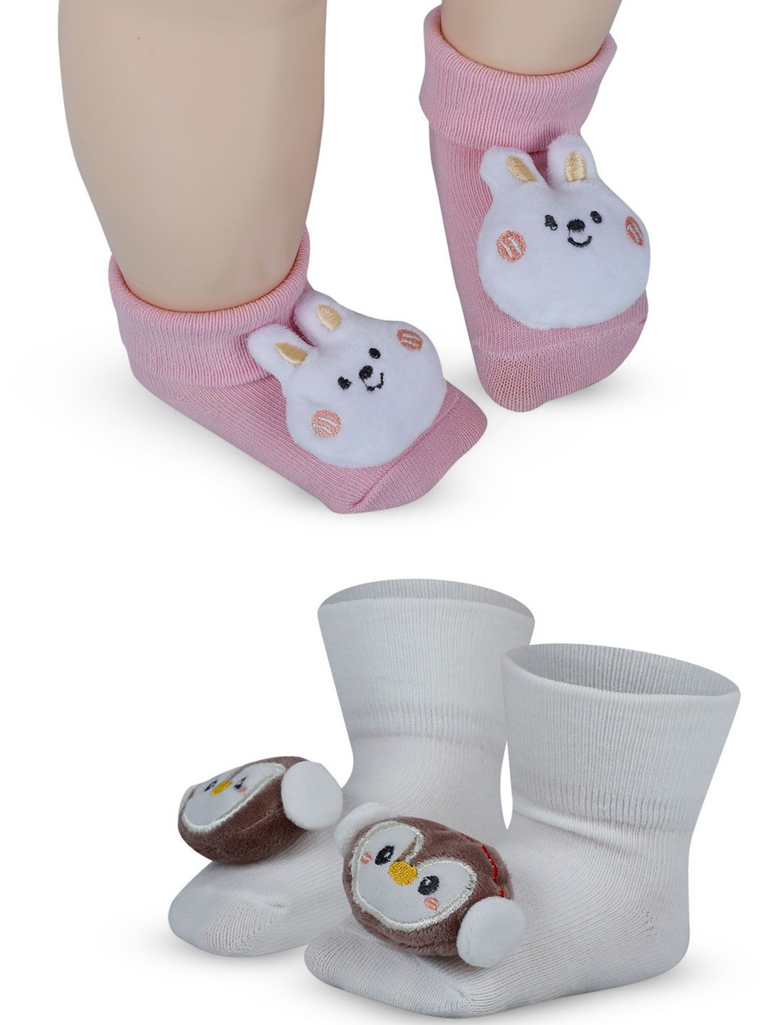 

Baby Moo Girls Cotton Booties, Cream