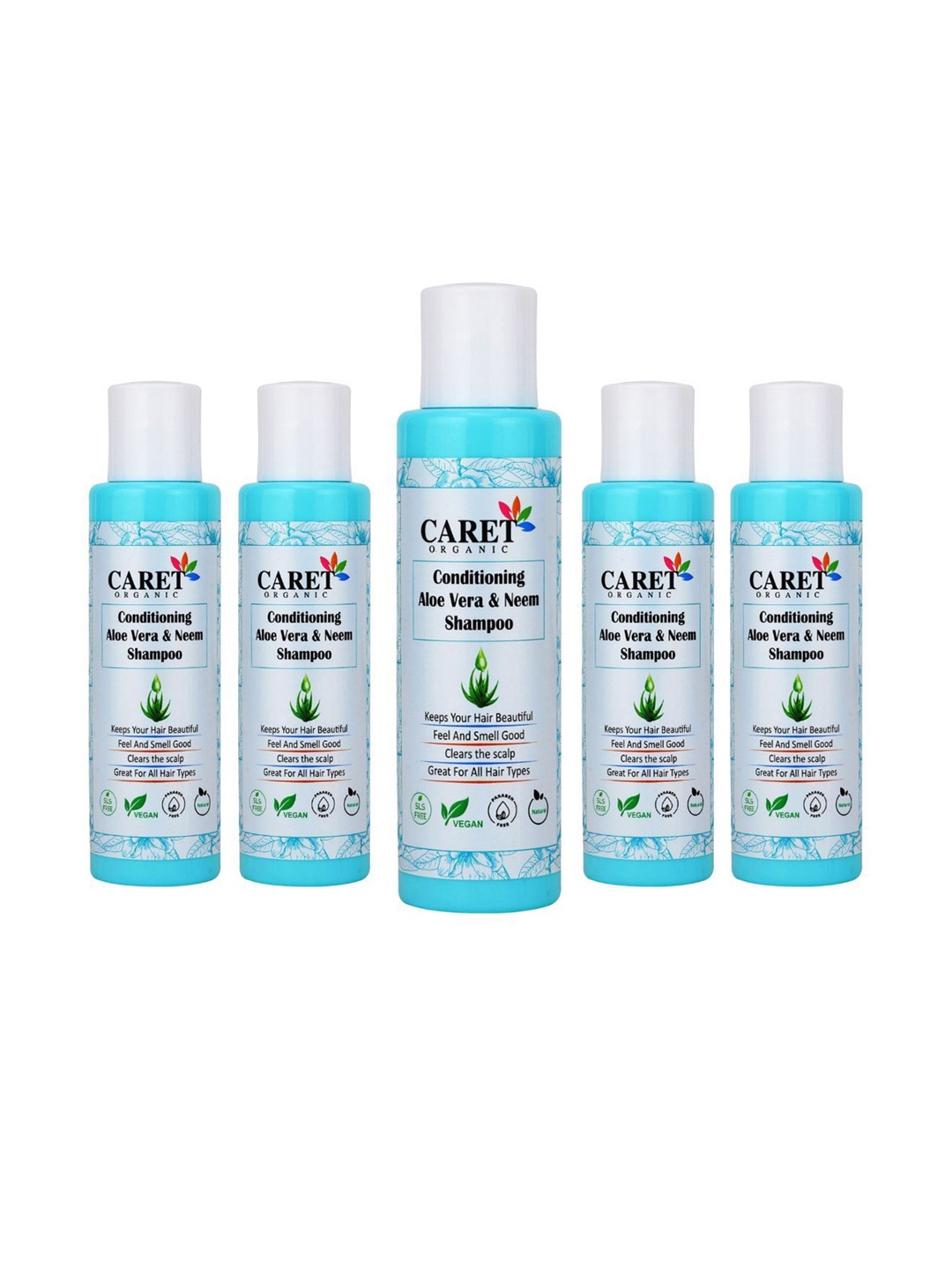 

CARET ORGANIC Set Of 5 Conditioning Aloevera & Neem Dandruff Control Shampoo-100ml Each, White