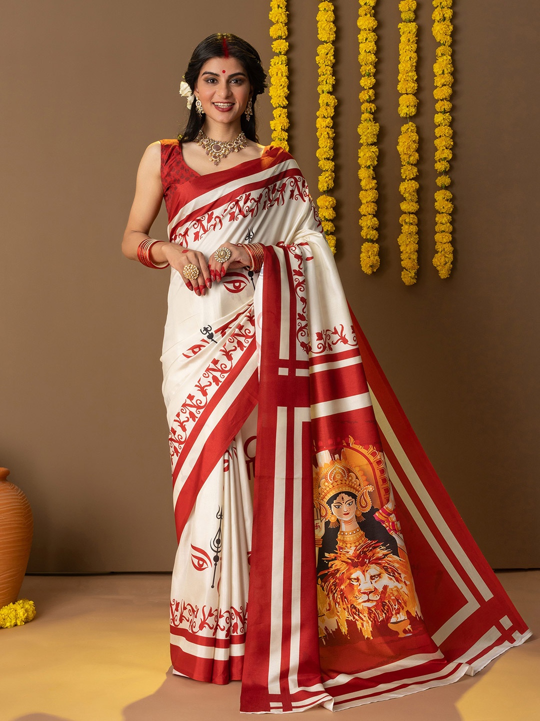 

RACHNA Ethnic Motifs Saree, Off white