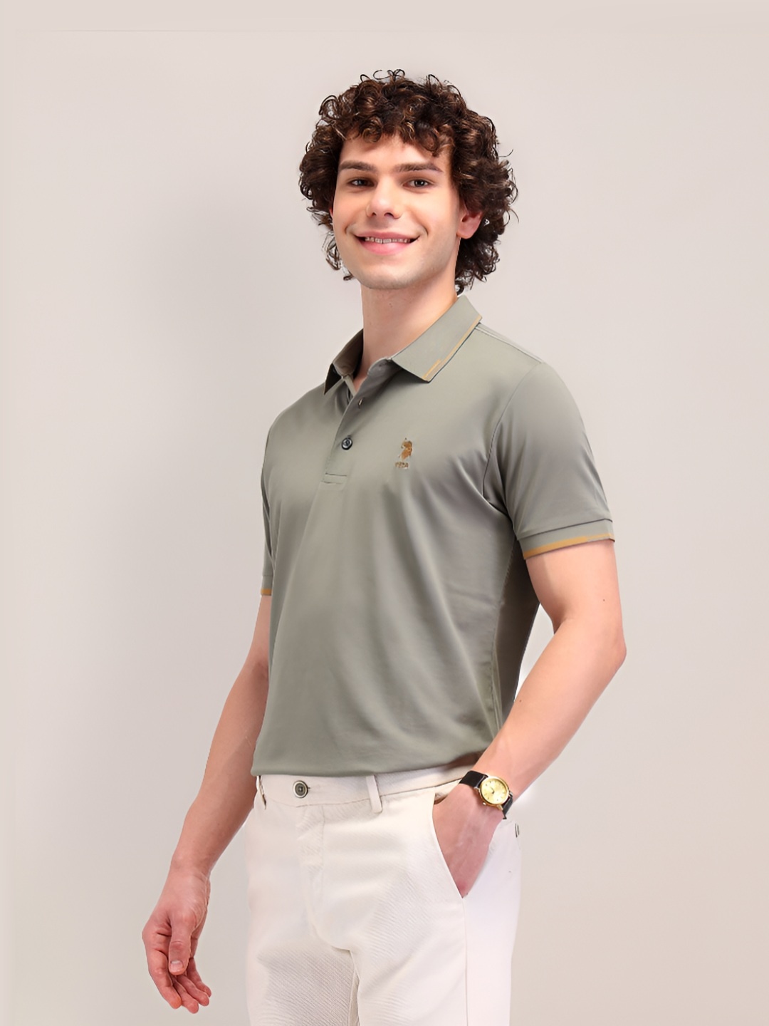 

U.S. Polo Assn. Men Polo Collar T-shirt, Green