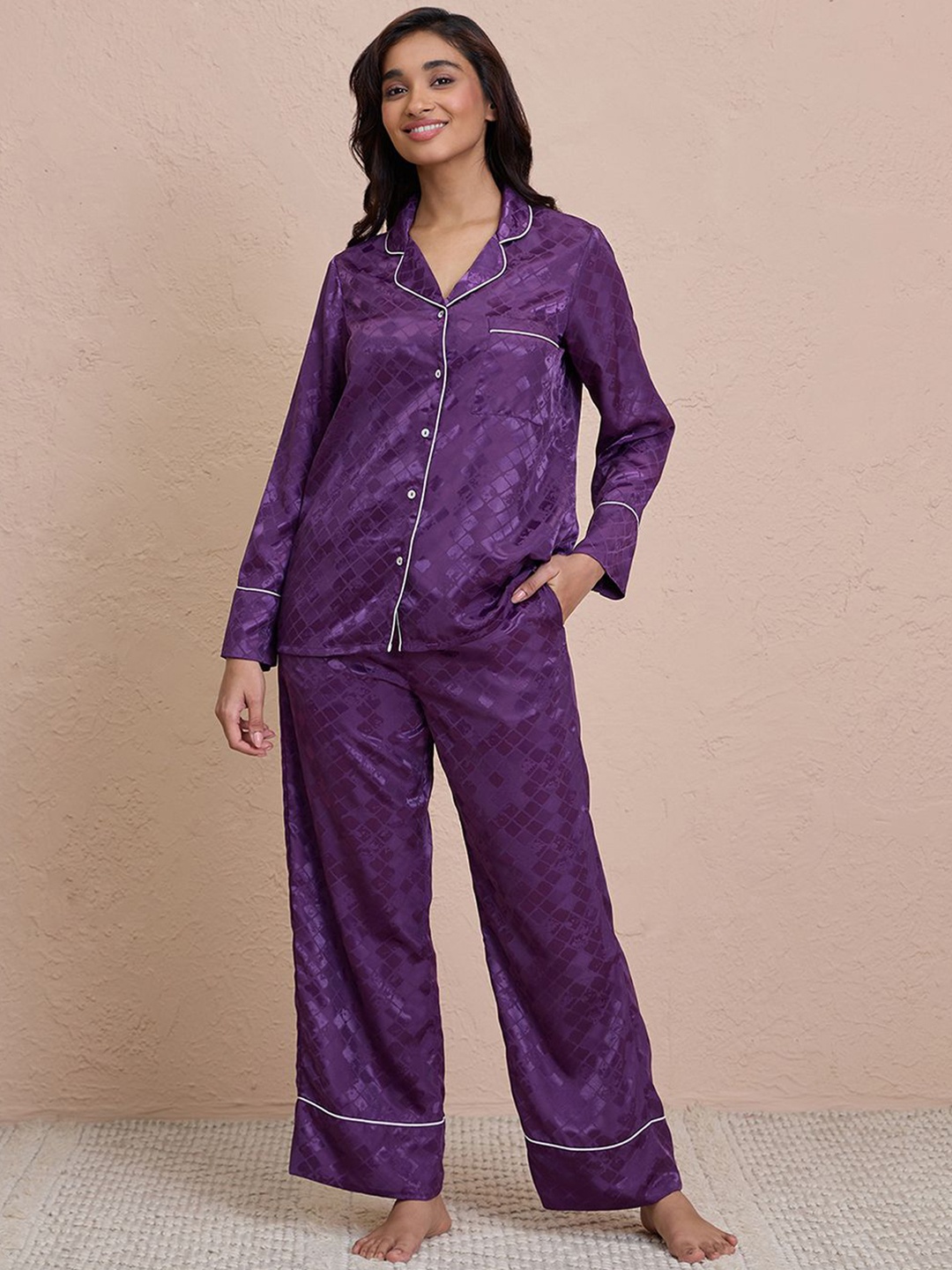 

Nykd Women Printed Night suit, Purple