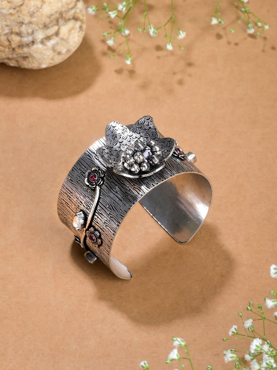 

Designbox Women Oxidised Cuff Bracelet, Silver