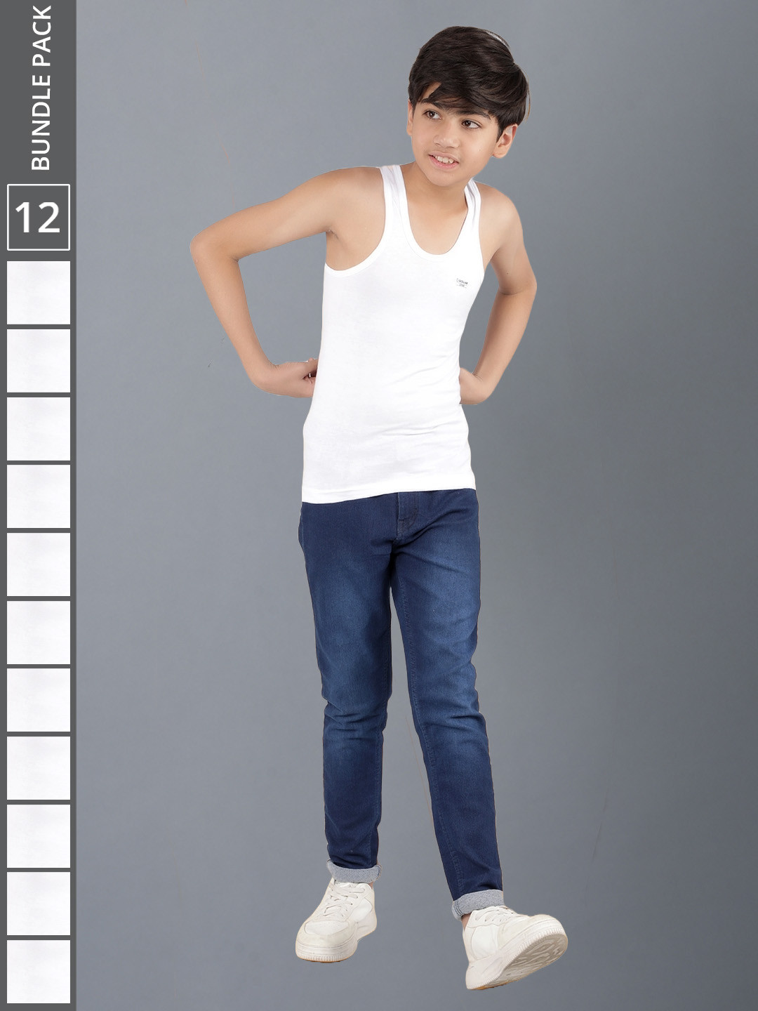 

Dollar Boys Pack Of 12 Cotton Innerwear Vests, White