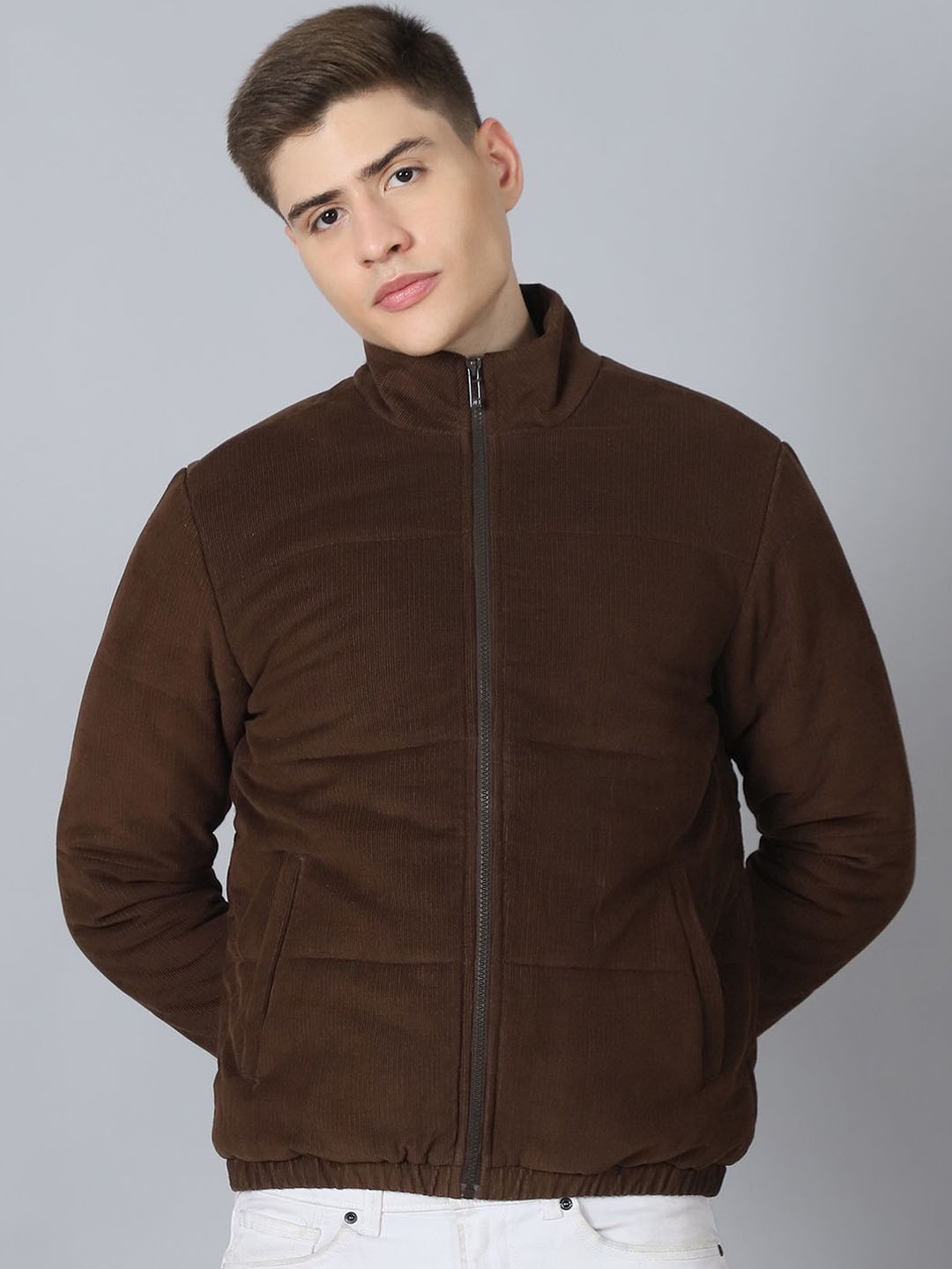 

HOUSE OF VEDAS Men Lightweight Biker Jacket, Coffee brown
