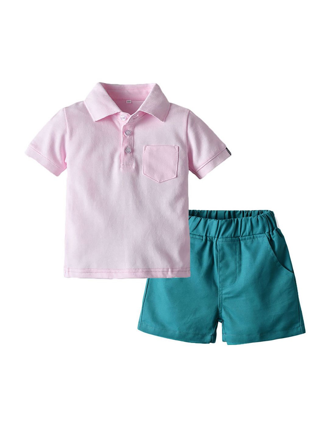 

JC SPARKLE Boys Polo Collar T-shirt With Shorts, Pink