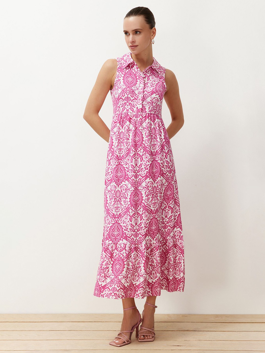 

Trendyol Ethnic Motifs Print Fit & Flare Midi Dress, Na