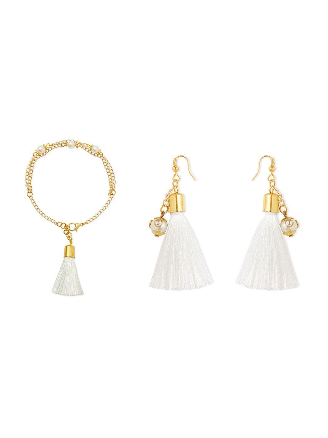 

RIBBON CANDY Beaded Tassel Jewellery Set, Gold