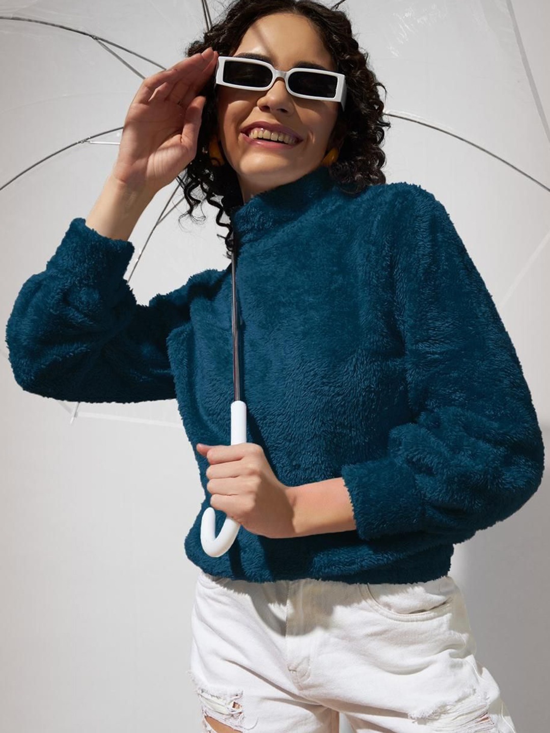 

The Dry State Women Mock Collar Pullover, Navy blue