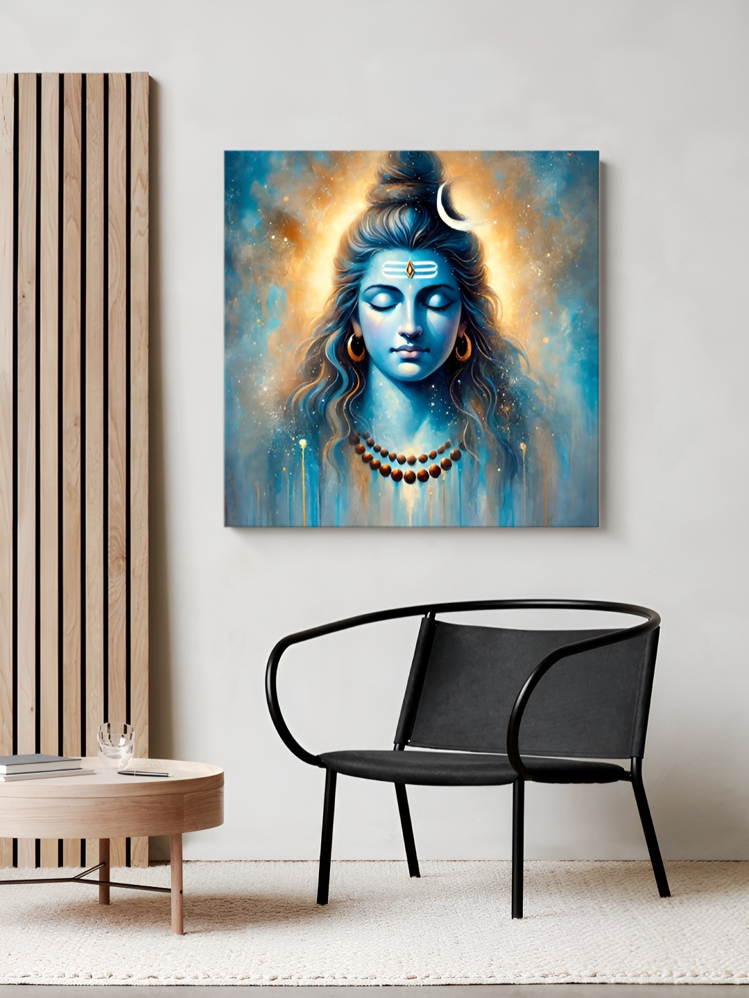 

999Store Blue & Yellow Wood Religious Wall Paintings