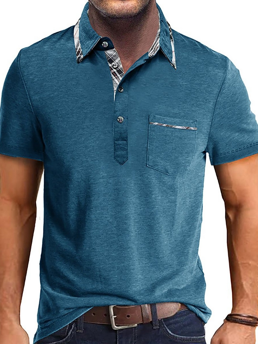 

StyleCast x Revolte Men Solid Polo Collar T-shirt, Blue