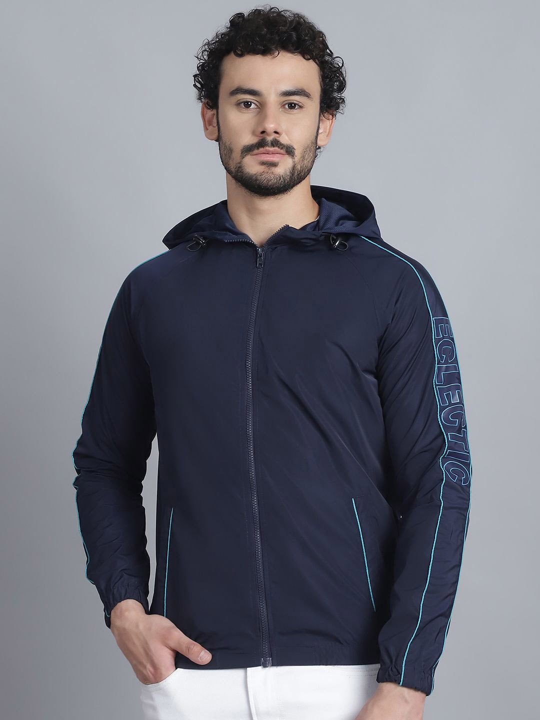 

HOUSE OF VEDAS Men Lightweight Training or Gym Sporty Jacket, Navy blue