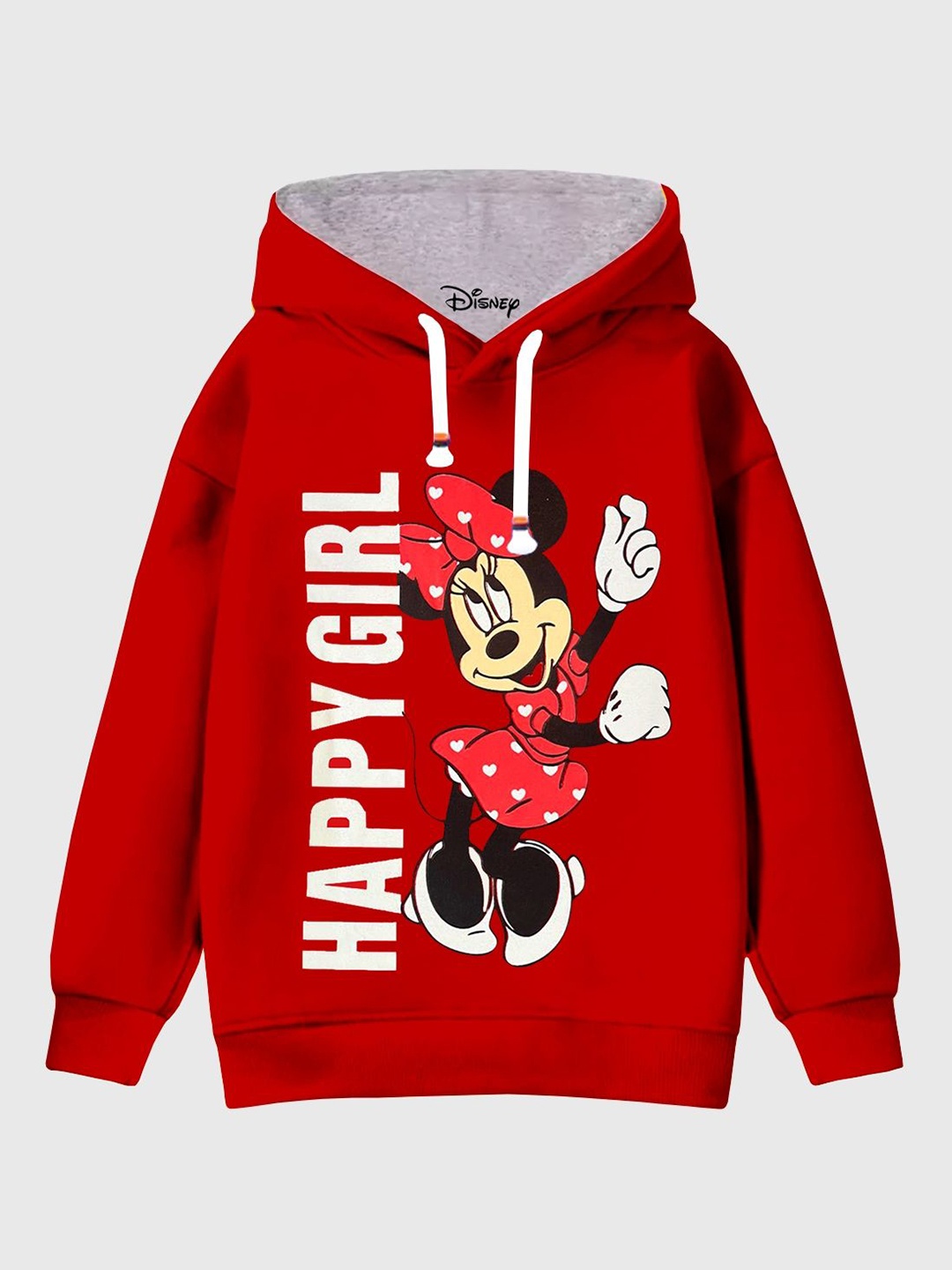

KUCHIPOO Girls Graphic Printed Hood Fleece Pullover Sweatshirt, Red