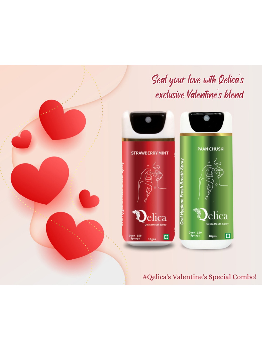 

Qelica Set Of 2 Strawberry Mint & Paan Chuski Fresh Breath Spray-10g Each, Red