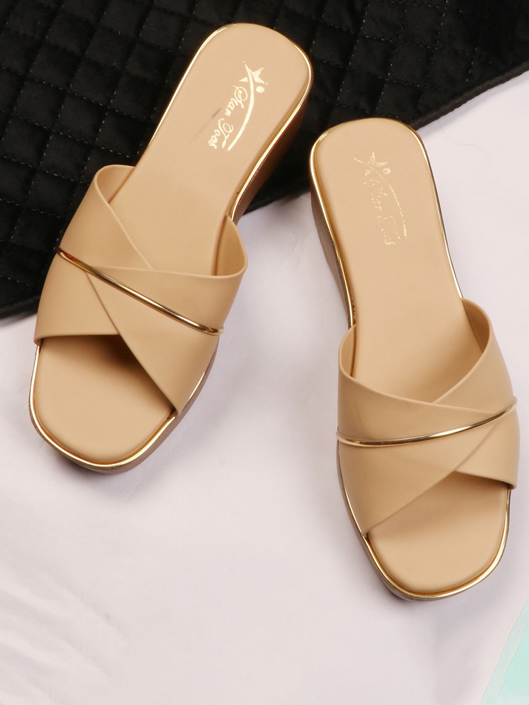 

STARTOES Embellished Wedge Sandals, Beige