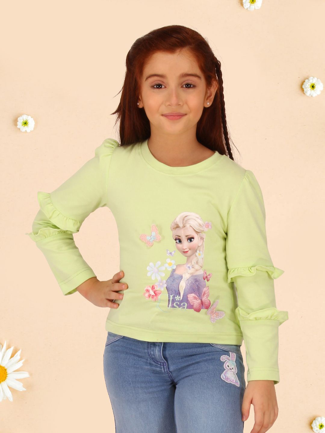 

CUTECUMBER Embellished Applique Top, Green