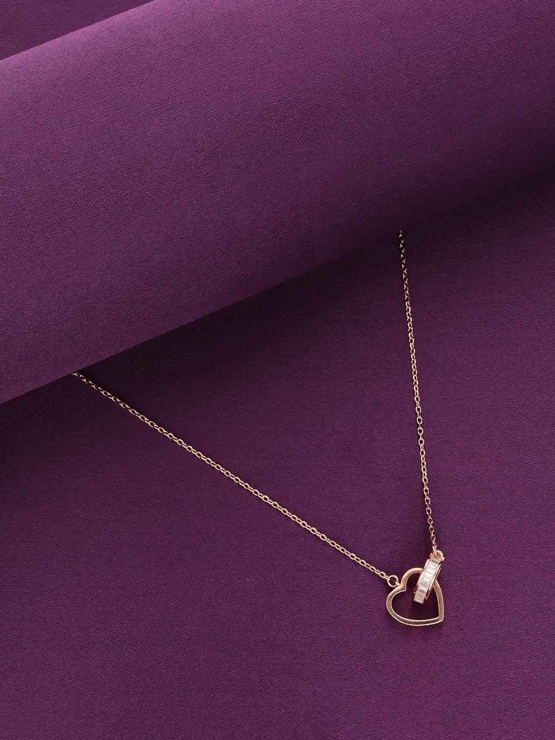 

KAI JEWEL 925 Sterling Silver Rose Gold-Plated Cubic Zirconia Studded Necklace