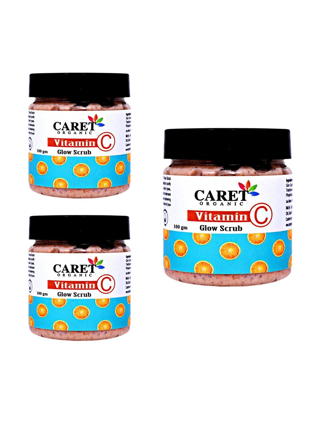 

CARET ORGANIC Set Of 3 Vitamin C Skin Brightening Face Scrub-100g Each, White