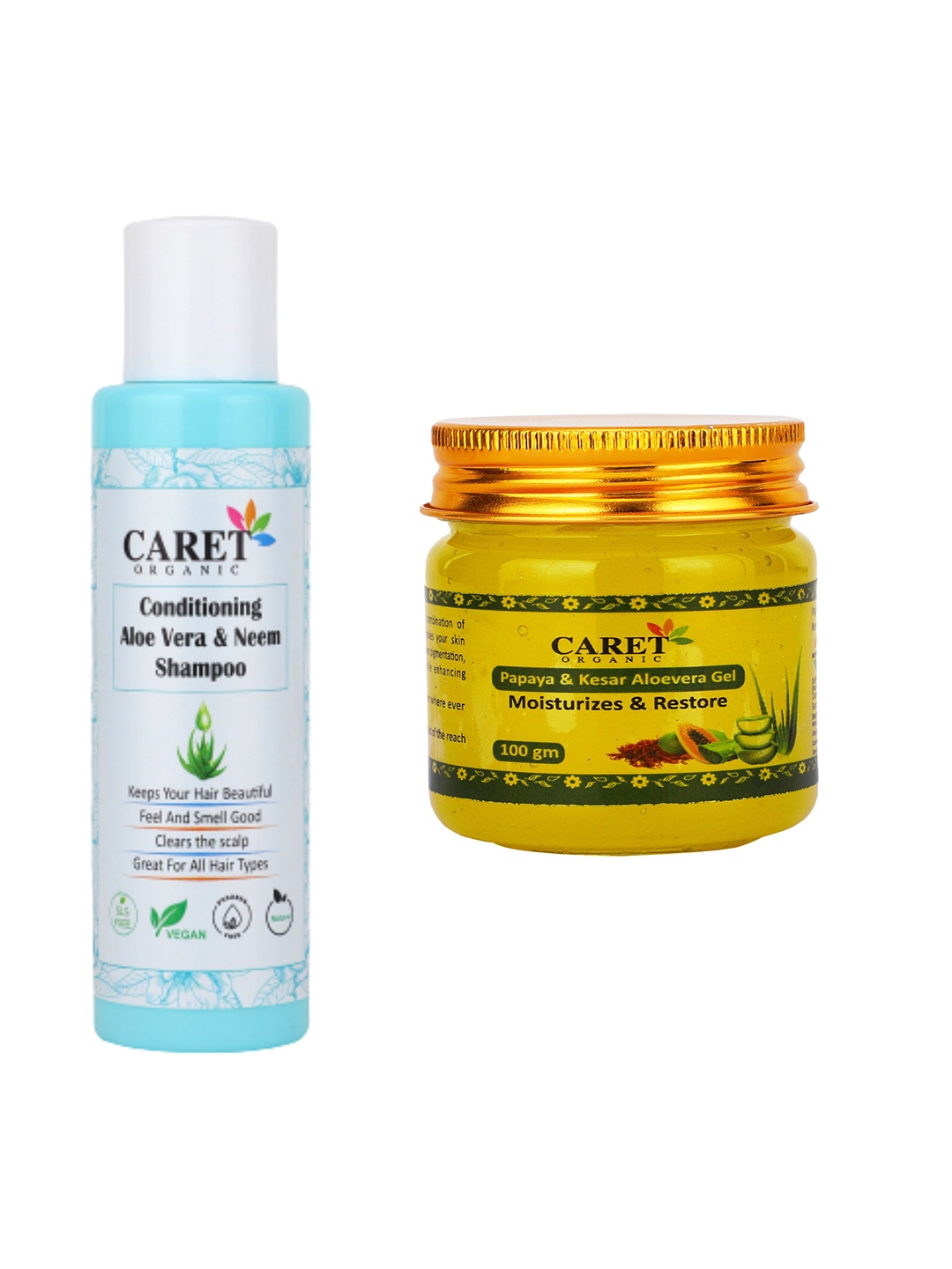 

CARET ORGANIC Conditioning Aloe Vera Shampoo 300 ml & Aloe Vera Gel 100 g, White