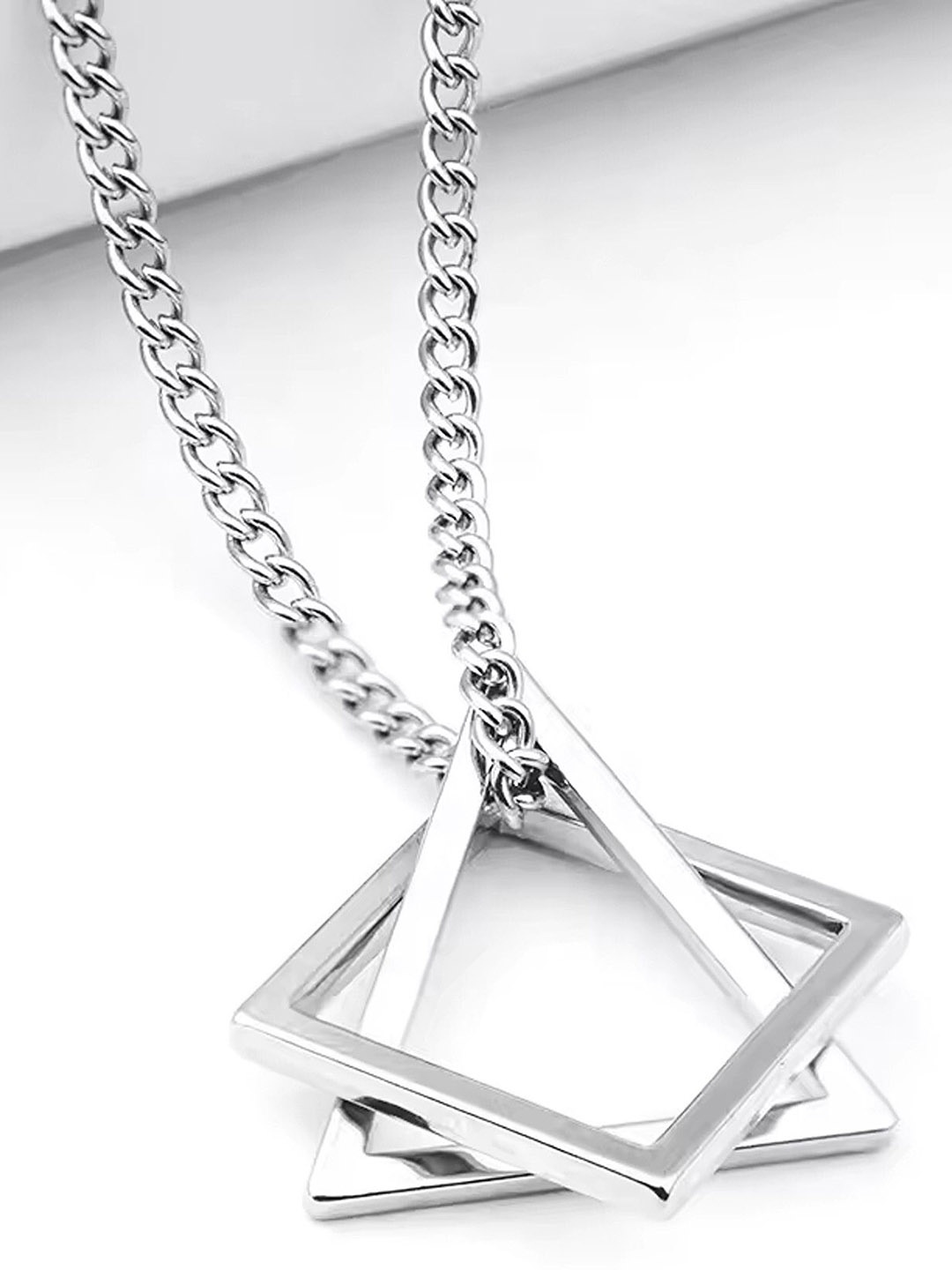 

Heer Collection Silver-Plated Square Pendants with Chains