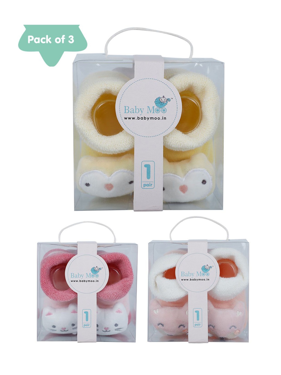 

Baby Moo Girls Cotton Booties, Pink