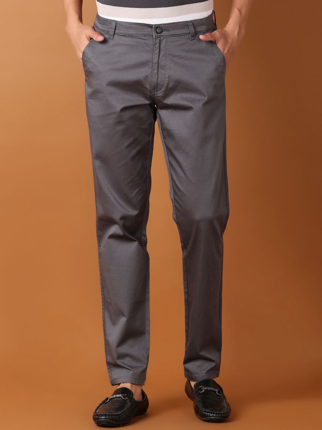 

V-Mart Men Slim Fit Trousers, Grey