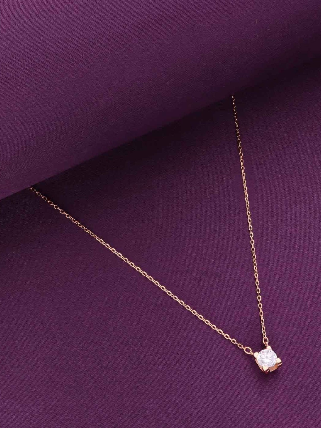 

KAI JEWEL 92.5 Sterling Silver Rose Gold-Plated Cubic Zirconia Necklace