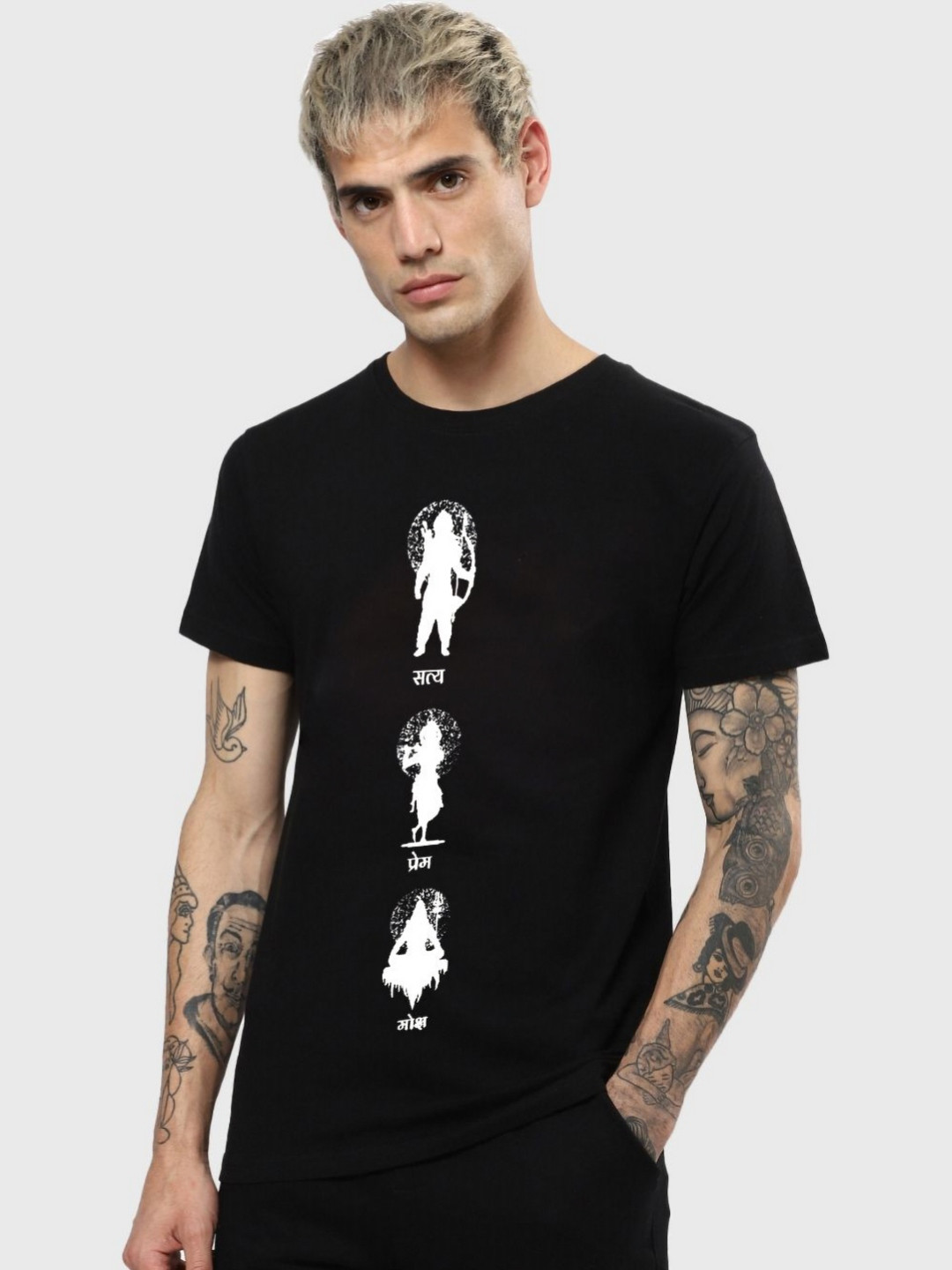 

Sterio Pace Men Graphic Printed Round Neck Cotton T-shirt, Black