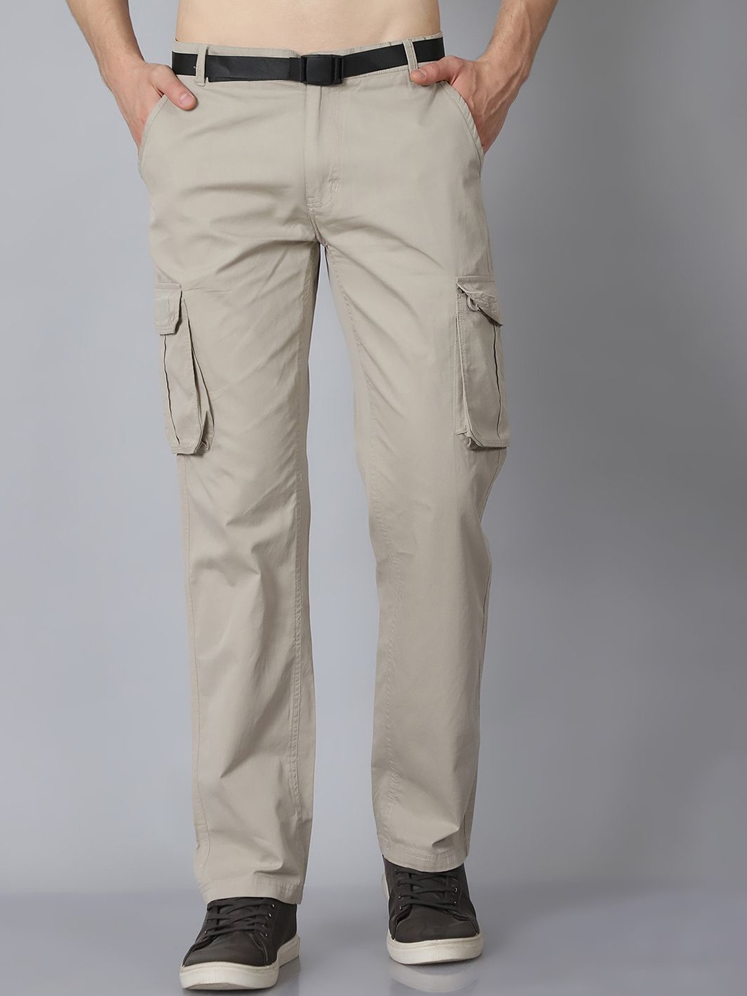 

HOUSE OF VEDAS Men Comfort Easy Wash Cargos Trousers, Beige