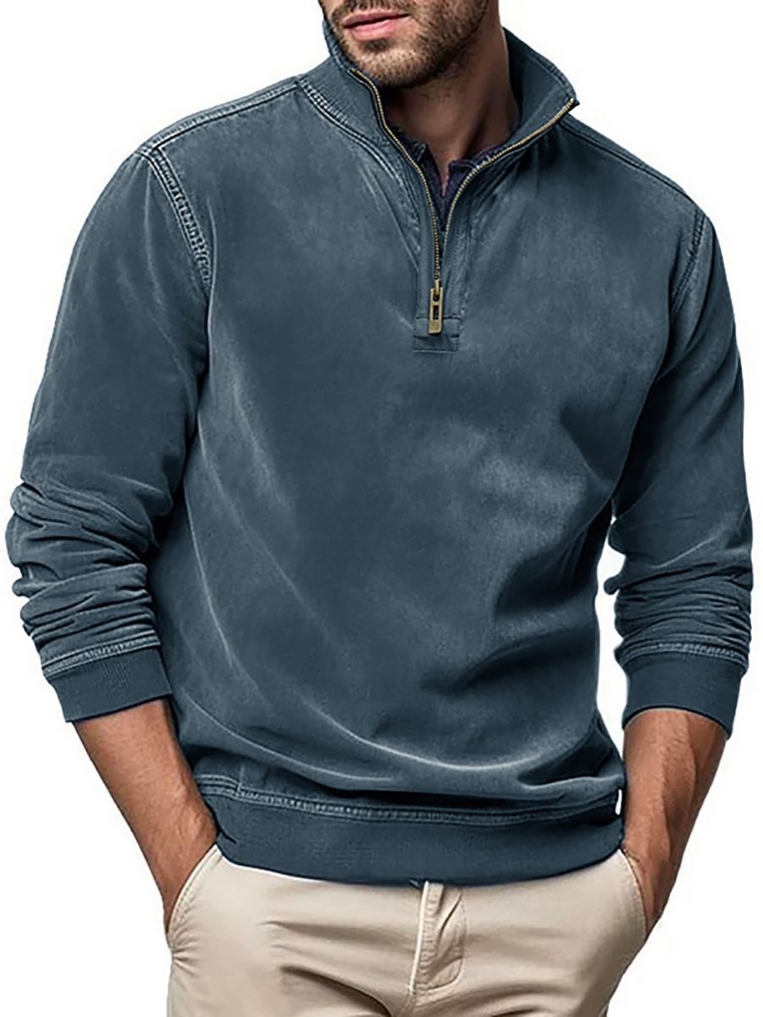 

StyleCast x Revolte Men Solid High Neck T-shirt, Grey