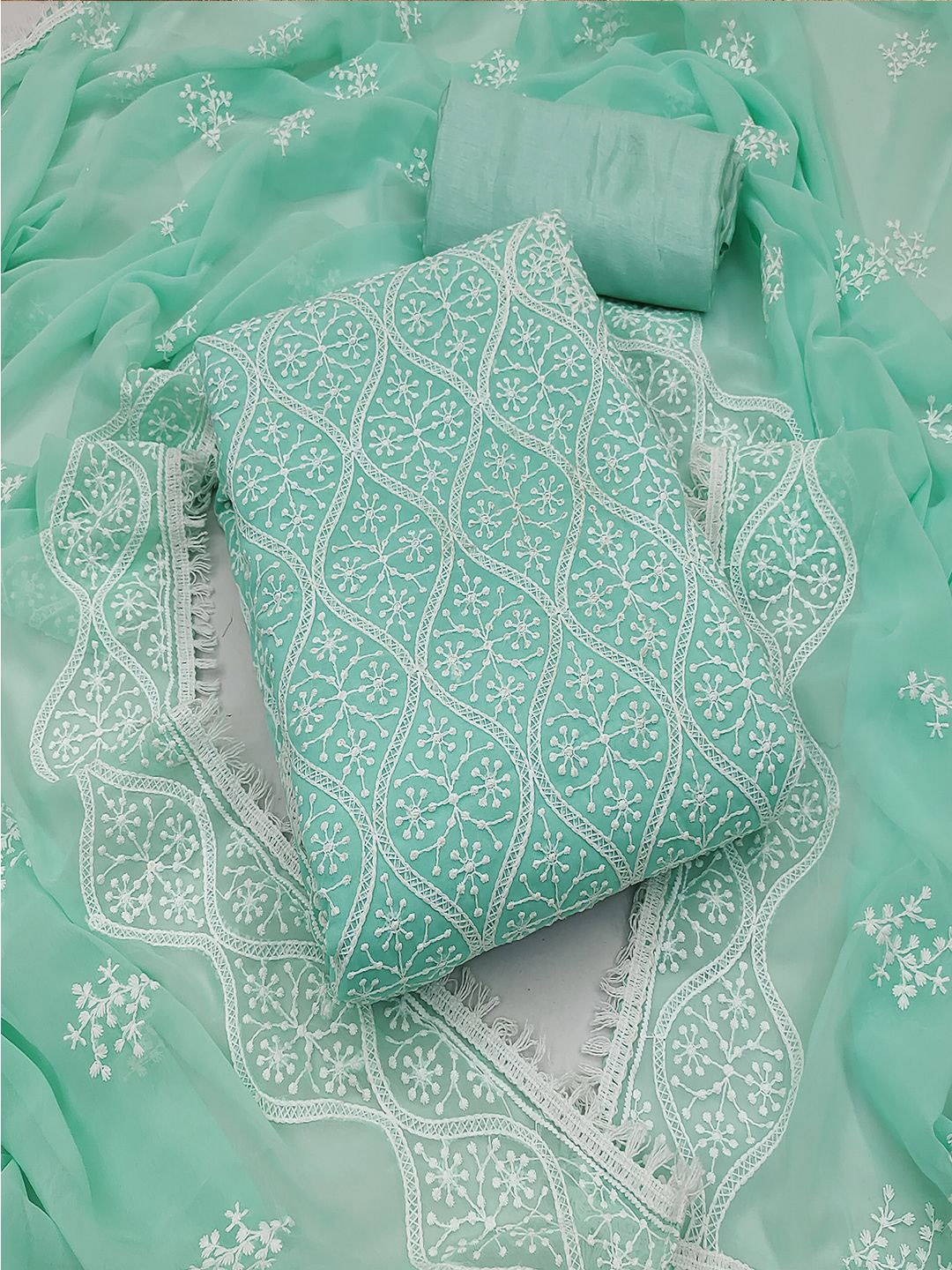 

MISS VERVE Unstitched Dress Material, Green