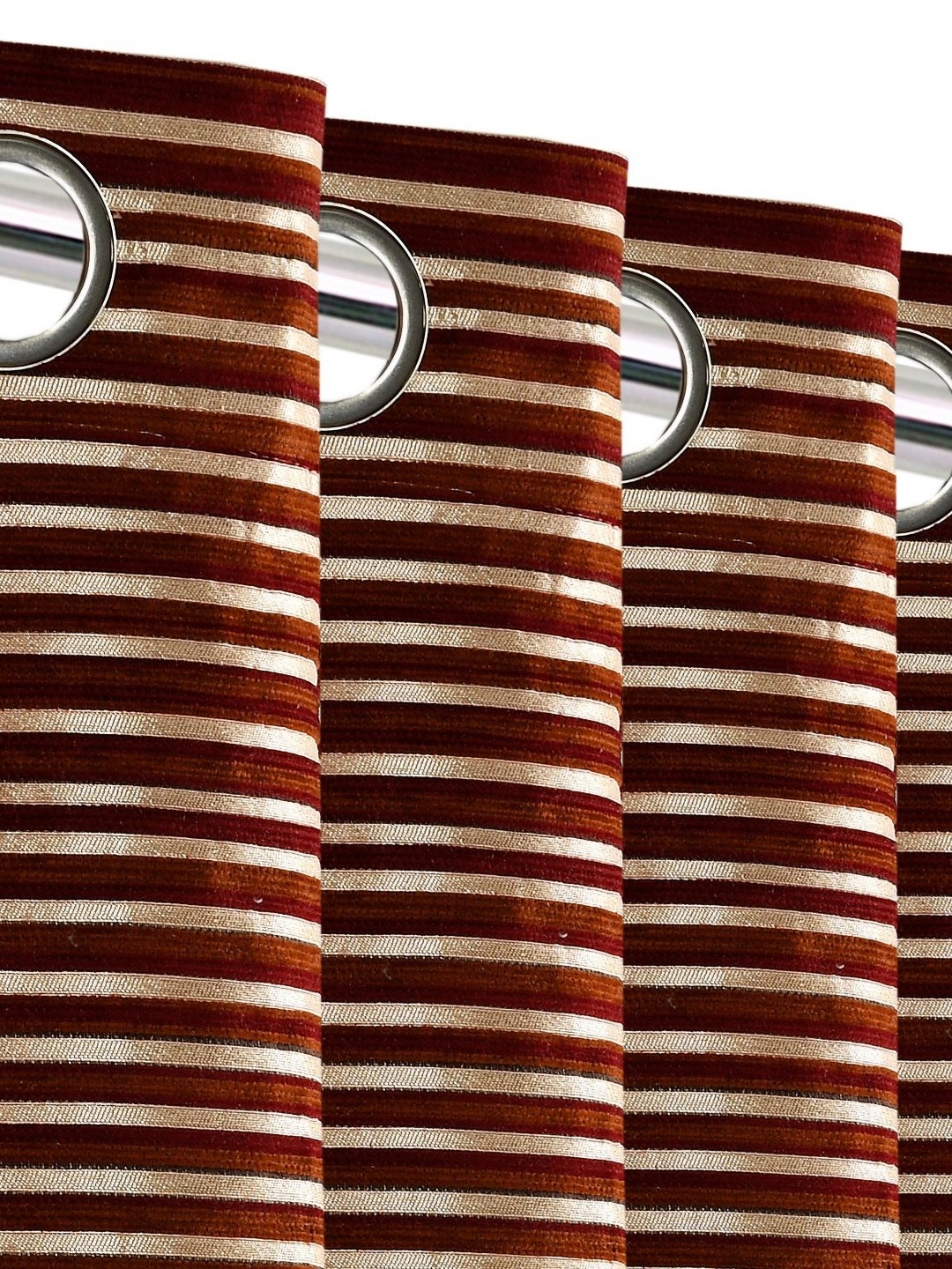 

Saral Home Red & Off White Striped Black Out Window Curtain