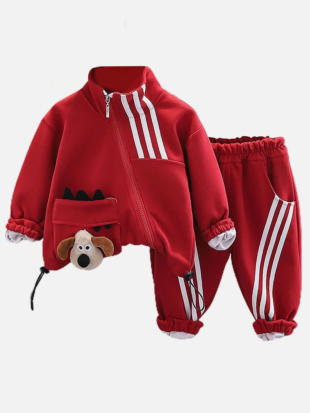 

Little Surprise Box LLP Boys Striped Tracksuits, Red