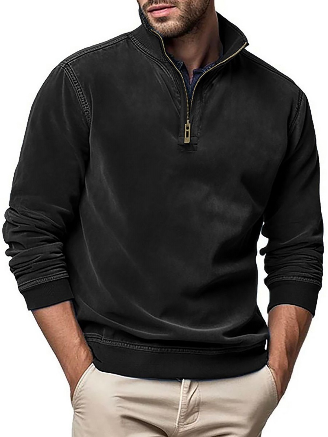 

StyleCast x Revolte Men Solid High Neck T-shirt, Black
